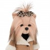 Kleidung für Lucky Doggy Plüsch 40 cm – Kamelmantel mit Fellimitat & Leoparden-Schleife – Lucky Yoyo Weistcoat