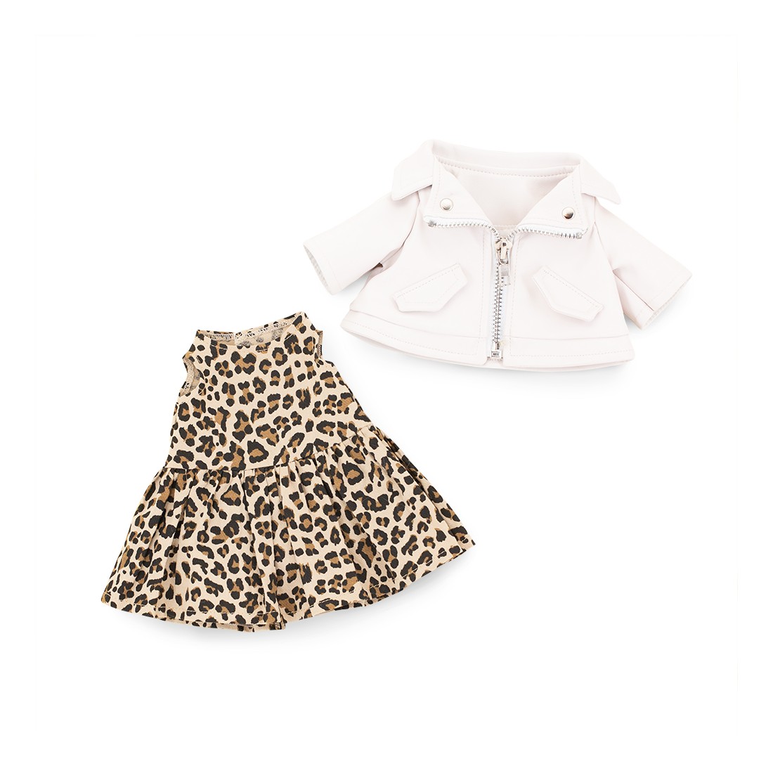 Ensemble Robe Léopard & Perfecto Blanc pour peluche Lucky Doggy – Look Rock Chic 40 cm Ensemble Robe Léopard & Perfecto Blanc pour peluche Lucky Doggy – Look Rock Chic 40 cm