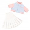 Lucky Doggy L119 – pastel blue and pink teddy jacket with white pleated dress Lucky Doggy L119 – pastel blue and pink teddy jacket with white pleated dress
