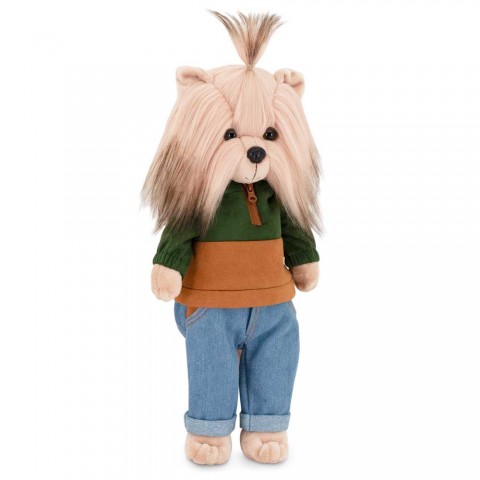 Lucky Doggy – Peluche articulée Andy avec sweat bicolore automnal et jean – Autumn Palette