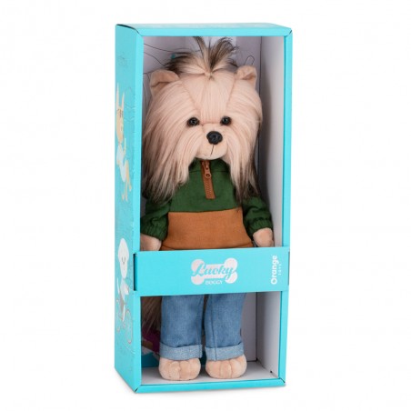Lucky Doggy – Peluche articulée Andy avec sweat bicolore automnal et jean – Autumn Palette