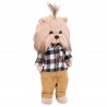 Lucky Doggy peluche garçon 40 cm – Chemise à carreaux et pantalon camel – Lucky Andy: Stylish Boy