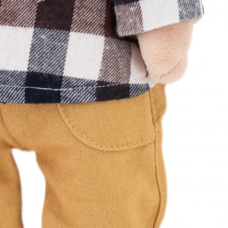 Lucky Doggy knuffeljongen 40 cm – Geruit hemd en camel broek – Lucky Andy: Stylish Boy