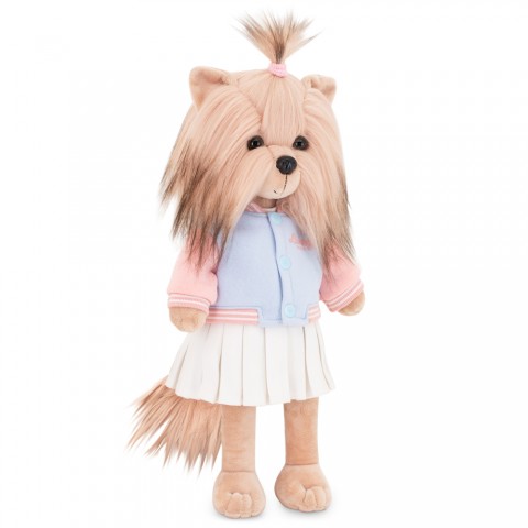 Lucky Doggy Mimi Plüschfigur im pastellfarbenen Teddyblouson mit weißem Rock – Ref. LD3/119