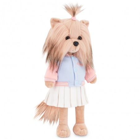 Lucky Doggy – Lucky Mimi: Evening Walk – Pastellrosa und hellblaue Teddyjacke mit weißem Faltenrock – Ref. LD3/119