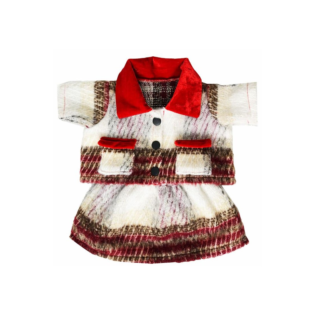 plueschkleidung-40cm-kariertes-outfit-roter-kragen-Y121-monteddybear plueschkleidung-40cm-kariertes-outfit-roter-kragen-Y121-monteddybear