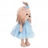 Lucky Doggy knuffelkleding 40 cm – Blauw jurkje met stippen en strik – Hemelsblauw Jurkje