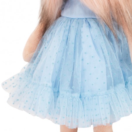 Lucky Doggy Mimi Blue Dream plush wearing blue polka-dot tulle dress with bow – Ref. LD3/121