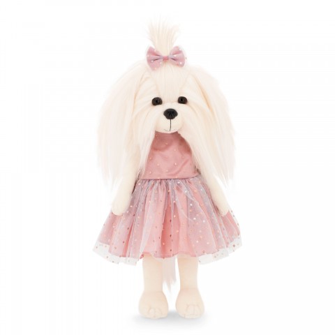 Peluche Lucky Mimi 38 cm robe rose pois dorés LD5/099
