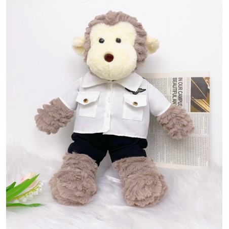peluche panda habillée en uniforme de pilote avec chemise blanche et cravate noire - Mon Teddy Bear