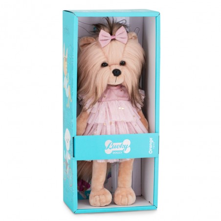 Lucky Doggy – Romantic Evening Kledingset – Roze Tulejurk met Gouden Sterren en Bijpassende Strik