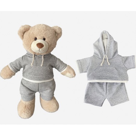 Sport-Outfit für 40 cm Plüschtier – Graues Jogging-Set – Champion Trainingslook