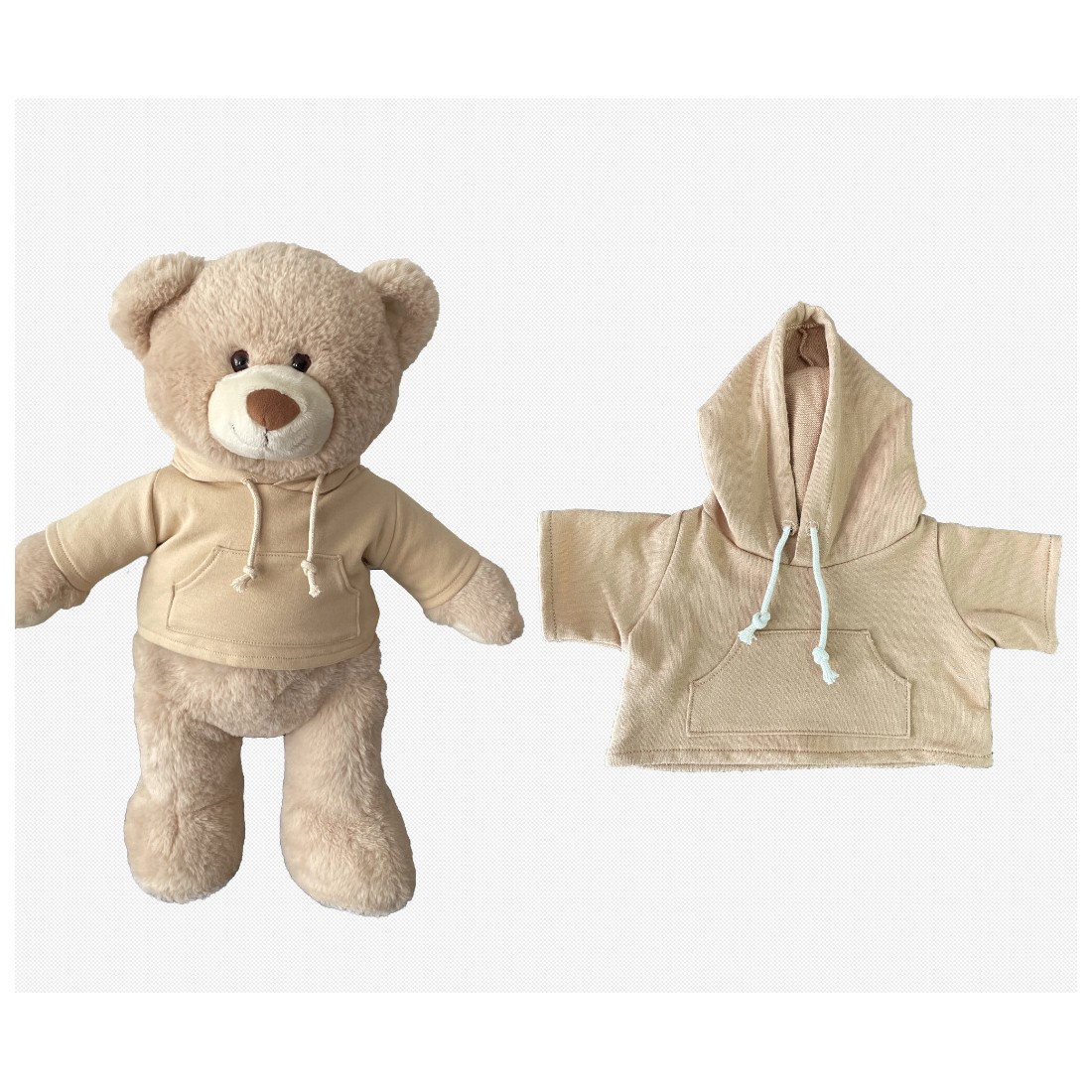 Sweat à capuche beige pour peluche 40 cm – Mon Teddy Bear Y036. Sweat à capuche beige pour peluche 40 cm – Mon Teddy Bear Y036.
