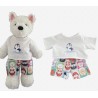 White T-shirt + cartoon dog shorts