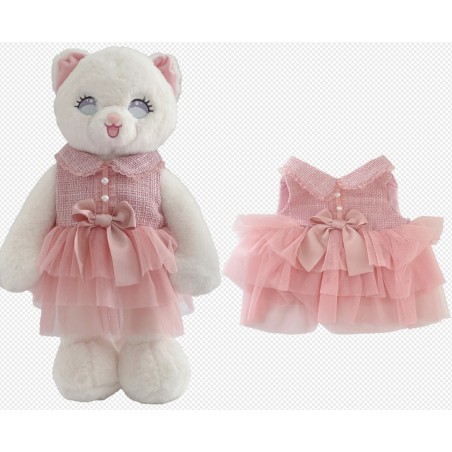 Pink layered tulle princess dress with satin bow – outfit for 38-45 cm plush – Ref. Y225