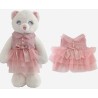 Robe de princesse rose en tulle à volants avec nœud satin – vêtement pour peluche 38-45 cm – réf. Y225