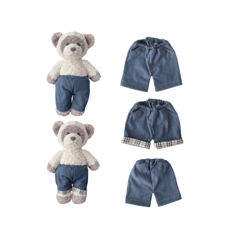 Karierte Rolled Jeans - Dunkelblau