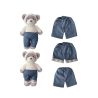 Plaid Rolled Jeans - Dark Blue