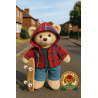 Knuffelkleding 40 cm – “Weekend Denim Grijs” set (grijs T-shirt, geruite hoodie, jeans) – Ref. Y1004