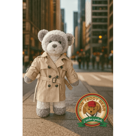 Beige trench coat for 40 cm plush bear ref. Y107 – Build A Bear compatible