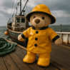 Ours en peluche portant un ciré jaune imperméable avec chapeau et bottes – Tenue pour peluche 40 cm