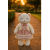 White plush toy dressed in pink lace dress and cream bolero with pink bow – 40 cm plush clothing