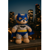 Superhero costume for teddy bear with blue cape and bat mask