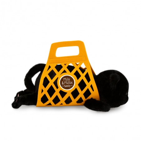 Peluche Milo & Millie – Bébé Chat Noir Couché 35 cm – Réf. B1001/35