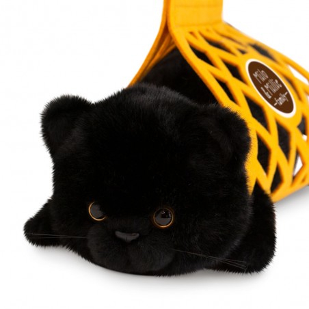 Peluche Milo le Chat Noir 56 cm avec sac feutre jaune