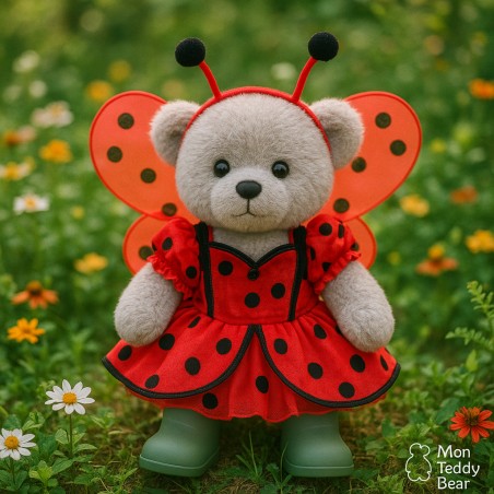 Déguisement Coccinelle Magique 20231 – robe rouge à pois noirs, ailes et serre-tête pour peluche 40 cm – The Bear Factory