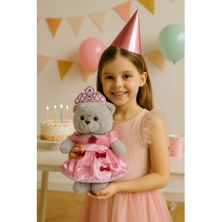 Tenue Princesse Rose avec Couronne pour Peluche 40 cm – Style Château Féérique