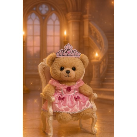 Tenue Princesse Rose avec Couronne pour Peluche 40 cm – Style Château Féérique