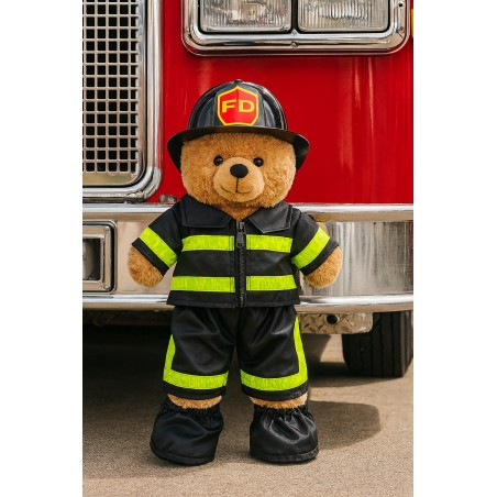 Tenue de Pompier avec Casque – Pour Peluche 40 cm – Devant Camion Américain