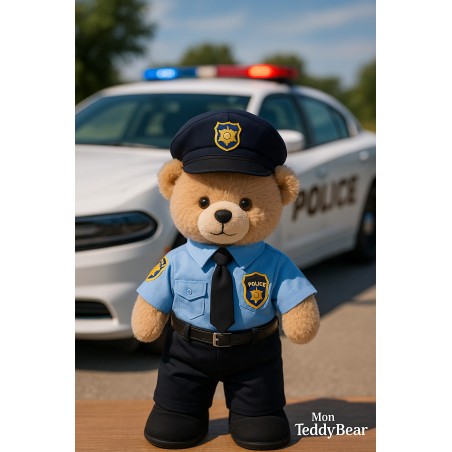 Uniforme de Policier Américain avec Casquette – Pour Peluche 40 cm