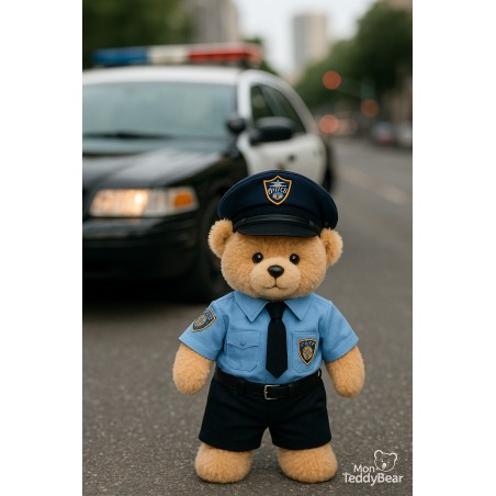 Uniforme de Policier Américain avec Casquette – Pour Peluche 40 cm