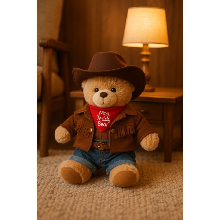Cowboy-Kostüm mit braunem Hut – Für 40 cm Kuscheltiere