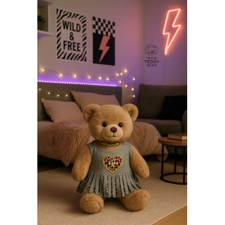 “Wild and Free” Summer Dress with Choker – For 40 cm Plush Bear