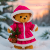 Parka et Jupe Rose avec Fourrure Blanche – Pour Peluche 40 cm