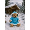 Parka et Jupe Bleu Clair avec Fourrure Blanche – Pour Peluche 40 cm