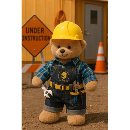 Construction Worker Outfit with Yellow Hard Hat – For 40 cm Plush Bear