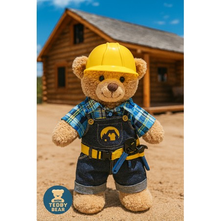 Construction Worker Outfit with Yellow Hard Hat – For 40 cm Plush Bear