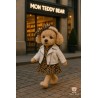 Ensemble Robe Léopard & Perfecto Blanc pour peluche Lucky Doggy – Look Rock Chic 40 cm