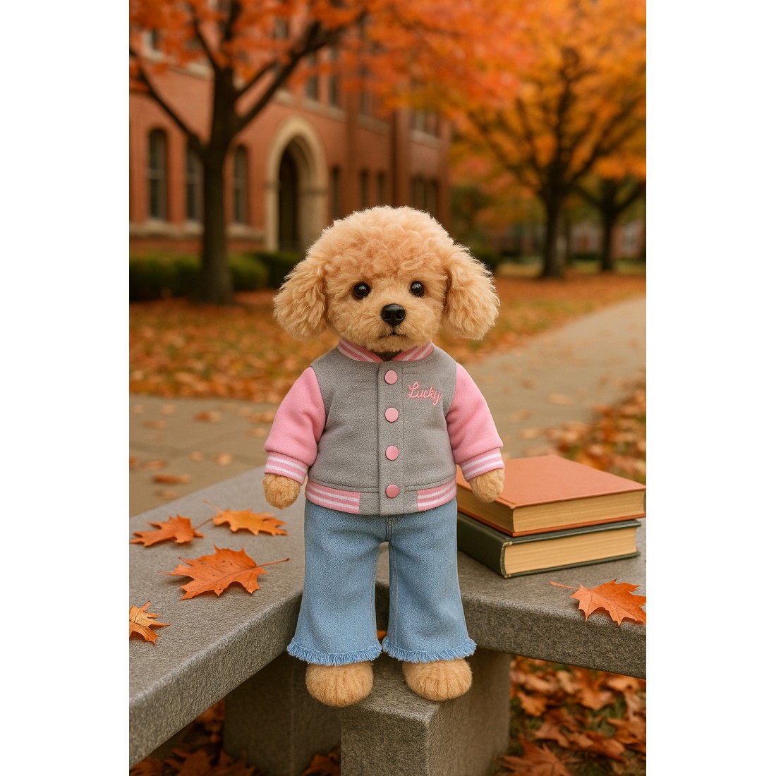 Lucky Doggy L125 Sweet College – pink and grey teddy jacket Lucky Doggy L125 Sweet College – pink and grey teddy jacket