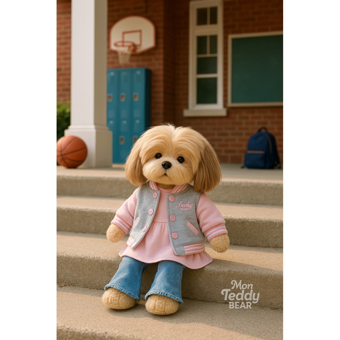 Lucky Doggy L125 Sweet College – pink and grey teddy jacket Lucky Doggy L125 Sweet College – pink and grey teddy jacket