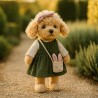 Lucky Doggy knuffelkleding groen jurkje en konijnentas – Paris Travel 40 cm