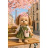 Lucky Doggy knuffelkleding groen jurkje en konijnentas – Paris Travel 40 cm