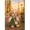 Lucky Doggy knuffelkleding groen jurkje en konijnentas – Paris Travel 40 cm