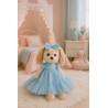 Lucky Doggy knuffelkleding 40 cm – Blauwe tulejurk & strik – Blue Dream
