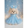 Lucky Doggy knuffelkleding 40 cm – Blauwe tulejurk & strik – Blue Dream