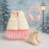 Lucky Doggy knuffeloutfit – Roze Droom – witte jas en roze jurk